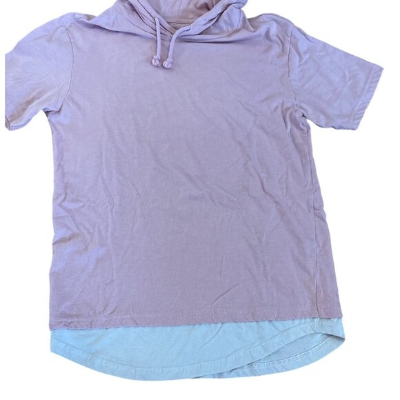 Bluenotes Longline M/M Hooded T-Shirt Pink White Short Sleeve - Picture 1 of 4